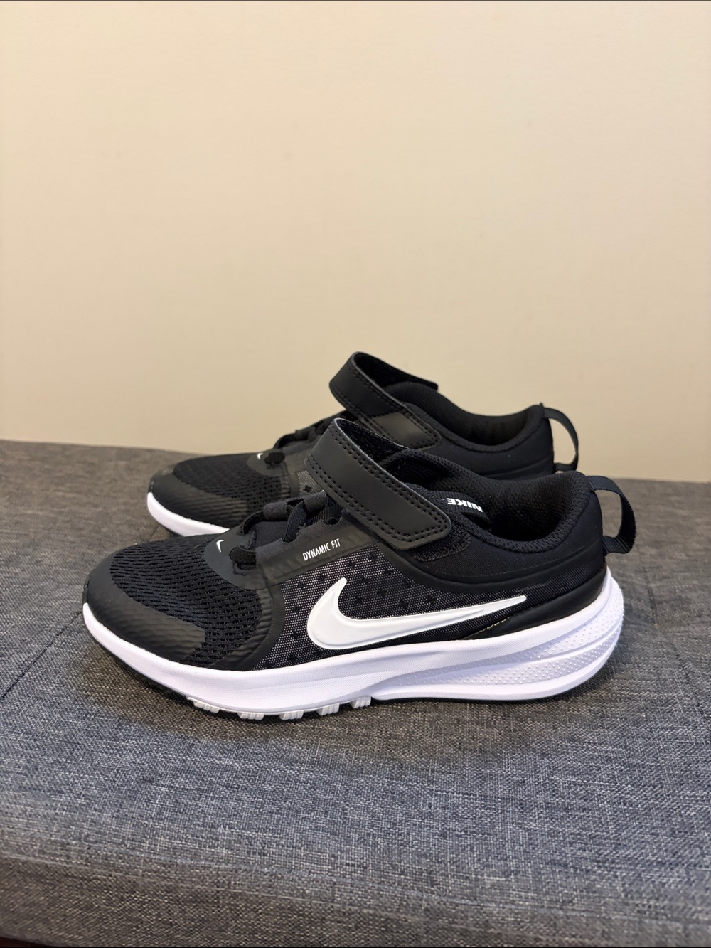 Nike Kids Black and White Velcro Athletic Sneakers
